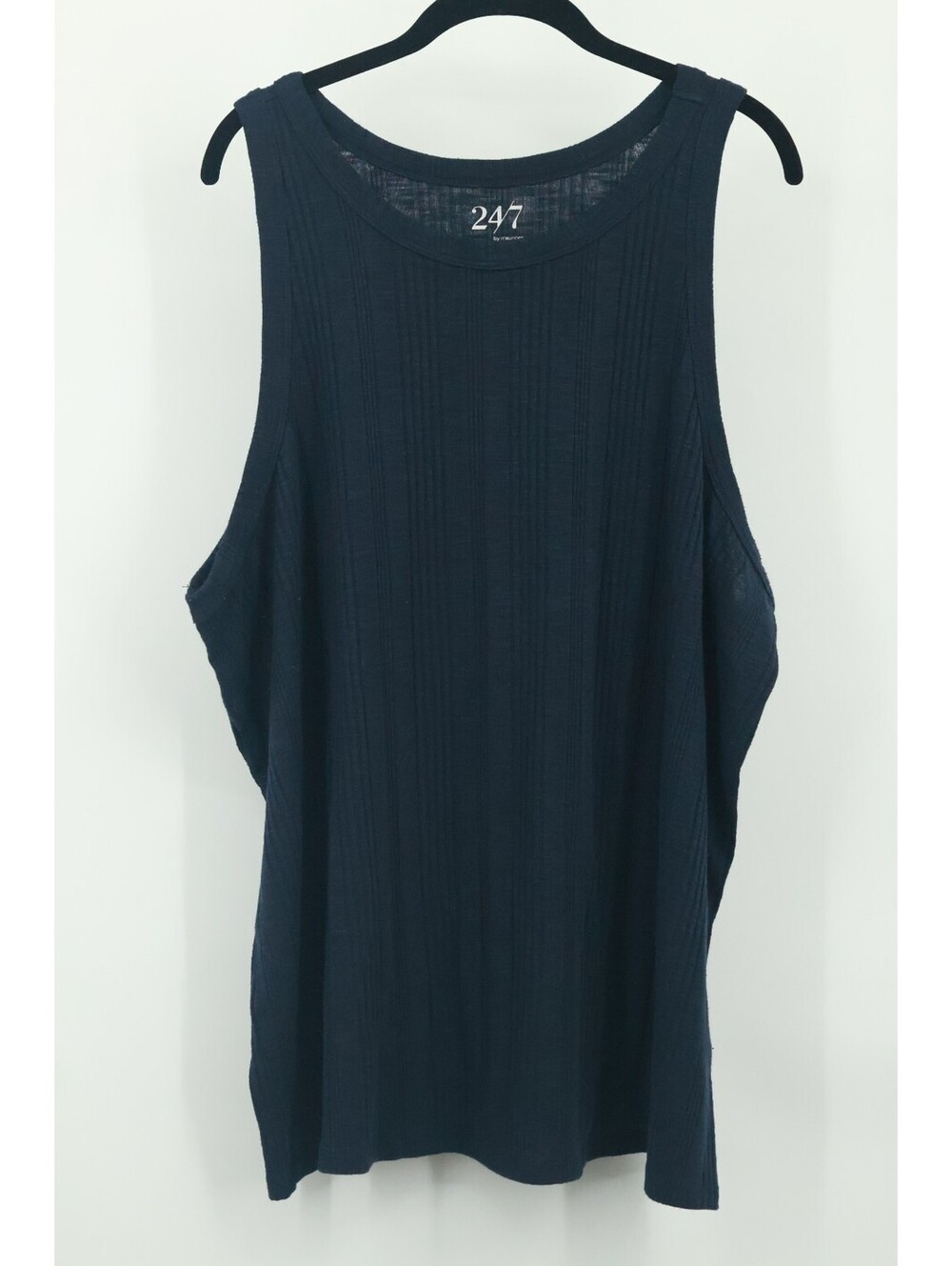 24/7 Maurices Womens Plus Size 4X Navy Blue Ribbed Tank Top Stretch Sleeveless